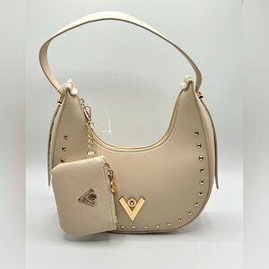 BIN047. NWT Valentino Orlandi Taupe Shoulder Bag with Wallet Set